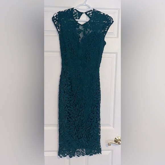 Rich teal lace overlay dress - Picture 2 of 7